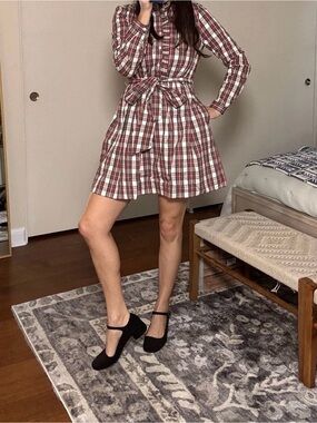 J. Crew tartan belted ruffle dress 06
